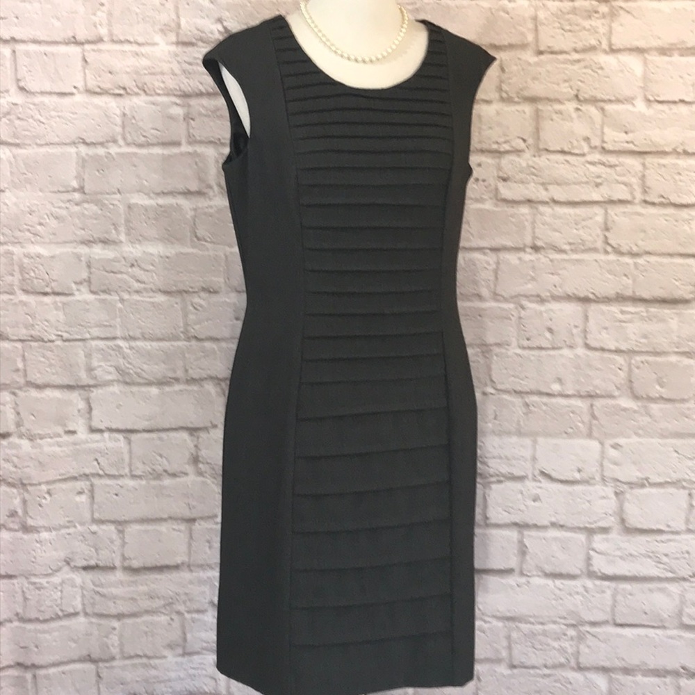 Calvin Klein Gray sheath dress with tucks, 14